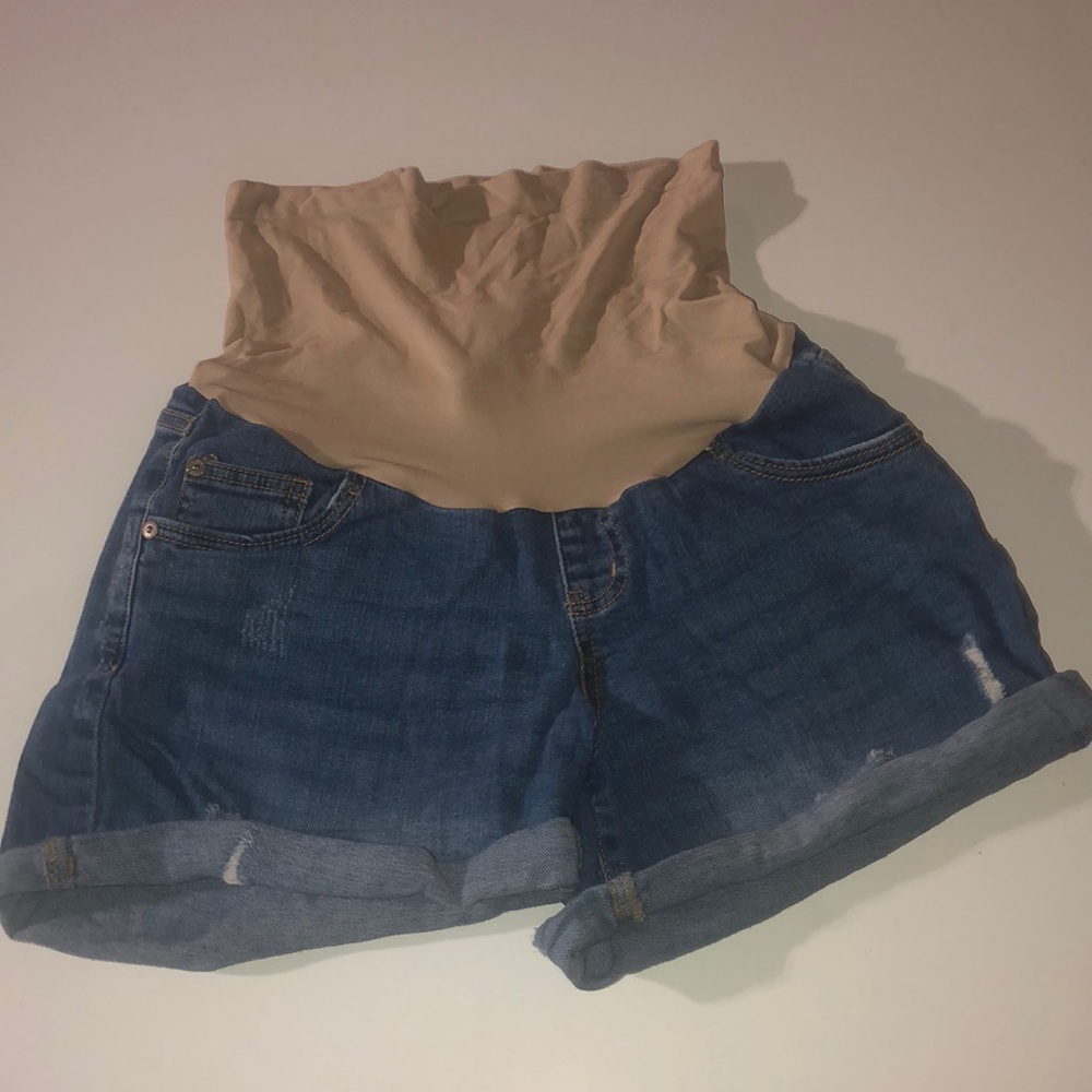 Maternity blue jean shorts